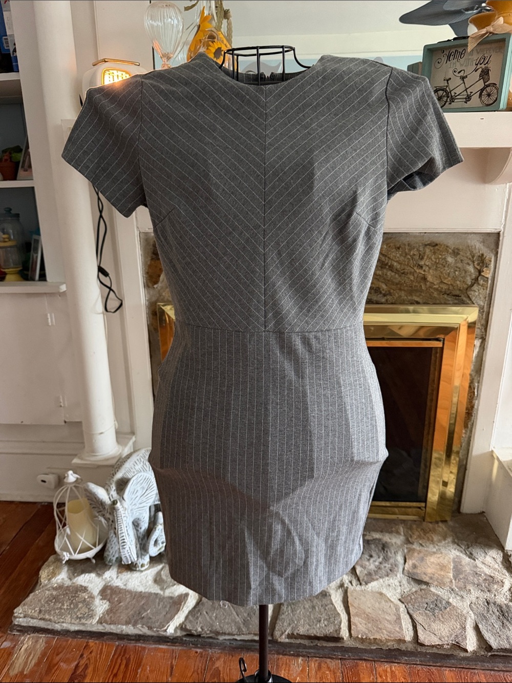 Banana Republic Gray Pinstripe Mini Sheath Dress